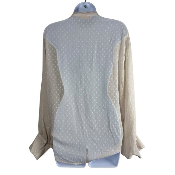 Lovestitch Top Womens Size Large Beige Celeste Chiffon Tie Front Top - Picture 7 of 12